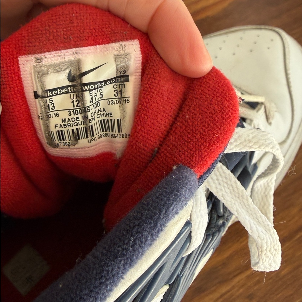 Nike Air Force 180 High Top Sneakers White Navy Red Size 13 Men Retro - Picture 8 of 8